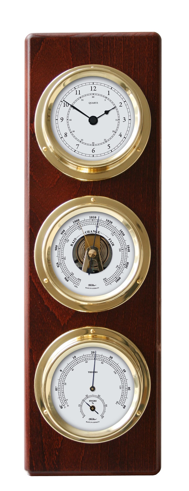 51cm Silver Outdoor Weather Station With Thermometer, Barometer &  Hygrometer By FISCHER - Weather Instruments - Clock Shop